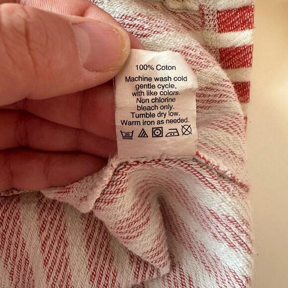 J. Crew Flip-Striped Sweatshirt Size L Red White Cotton Preppy Beach Coastal - Picture 9 of 10